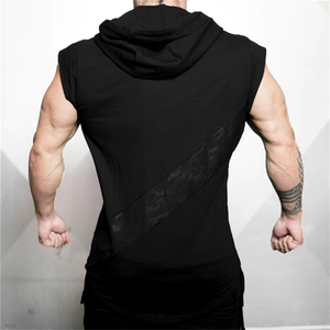 Haute qualité personnalisé hommes débardeur nouveau Style couleur unie respirant tricoté vêtements de sport avec impression décorative et capuche - Product Image 6