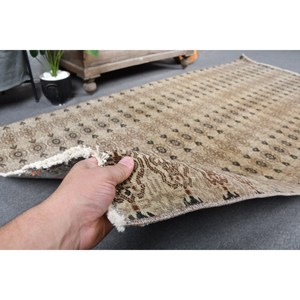 พรมขนสัตว์ตุรกีสีเบจ4.2 x 7.7ft คลาสสิกดีไซน์แบบเย็บปะติดปะต่อกันสำหรับเข้าห้องนั่งเล่นห้องนอนห้องโถงรูปสี่เหลี่ยมผืนผ้าทำจากน้ำยาง - Product Image 3