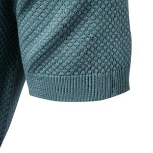 Pull décontracté d'été pour hommes pour polos Tissu tricoté respirant Logo Vêtements de travail coupe régulière Uniformes Groupe uni - Product Image 5