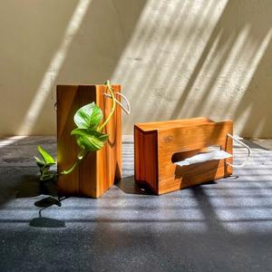 Caja de Madera Maciza para Pañuelos, Dispensador de Pañuelos con Acabado Natural Elegante para Decoración del Hogar - Product Image 5