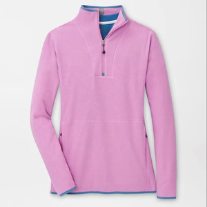 Wholesale Custom Zip Collar Printed Polar Fleece Top Quarter Golf 1/4 Zip Pullover Women Half Zip Sweatshirt - Product Image 1
