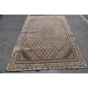 Alfombra turca Vintage clásica marrón Beige 5,9X8,4 pies diseño de retales de área grande para pasillo dormitorio lana látex habitación mesita de noche alfombra - Product Image 1