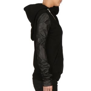 Sweats à capuche respirants personnalisés pour hommes femmes 100% coton Style Hip Hop Streetwear Manches en cuir Logo avant Service OEM disponible - Product Image 1