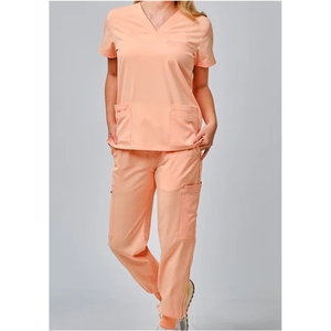 scrubs uniforms sets Stand collar short sleeve Scrubs Sets <b>Long</b> Sleeve Uniforms in Multiple Colors Jersey Fabric Medical Items - Product Image 5
