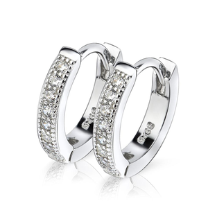 Orecchini a cerchio Amy e Annette in oro 14 carati e argento sterling con diamanti simulati, gioielli raffinati - Product Image 1