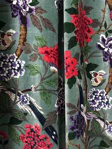 Vintage Style Velvet <b>Curtain</b> Sage Green Bird Prin Boho <b>Drapes</b> Cotton Luxury Cotton Velvet Vintage Style Home Decor Cotton Luxury - Product Image 4