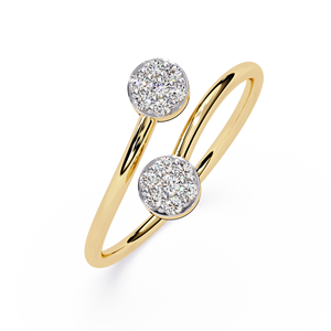 Elegant 18K Pure Gold Twin Floral <b>Ring</b> Luxury <b>Rings</b> <b>Open</b> Cuff Band Natural Round Diamond <b>Ring</b> Fine Bridal Anniversary Gift - Product Image 2