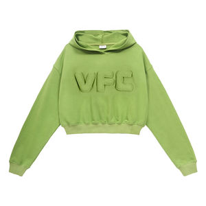 เสื้อฮู้ดครอปแฟชั่นลำลองคุณภาพสูงล่าสุด ลายปั๊มนูน 3 มิติ เสื้อครอปท็อปผู้หญิงแบบสั่งทำ - Product Image 6