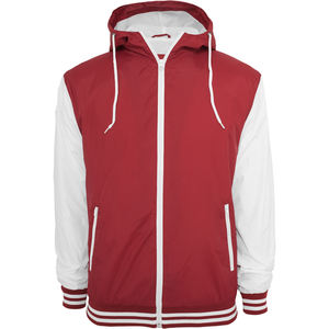 2026 Best Quality Cotton <b>Fleece</b> Varsity Stand Collar / <b>hood</b> <b>Jacket</b> Colorful Sleeves Front Logo for Autumn Winter - Product Image 3