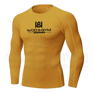 Vente en gros 100% polyester Hauts de sport pour hommes Chemises de compression à manches longues Logo personnalisé Vêtements de course Vêtements de sport haut - Product Image 4