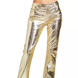 Dernier modèle de pantalon en cuir noir pour femmes Style décontracté taille haute avec taille basse Type d'hiver Imprimé Droit Motif - Product Image 6