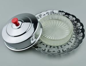 Plat de service au fromage et au beurre et assiette Design tendance Forme ronde Argenterie en acier inoxydable Plat à beurre - Product Image 3