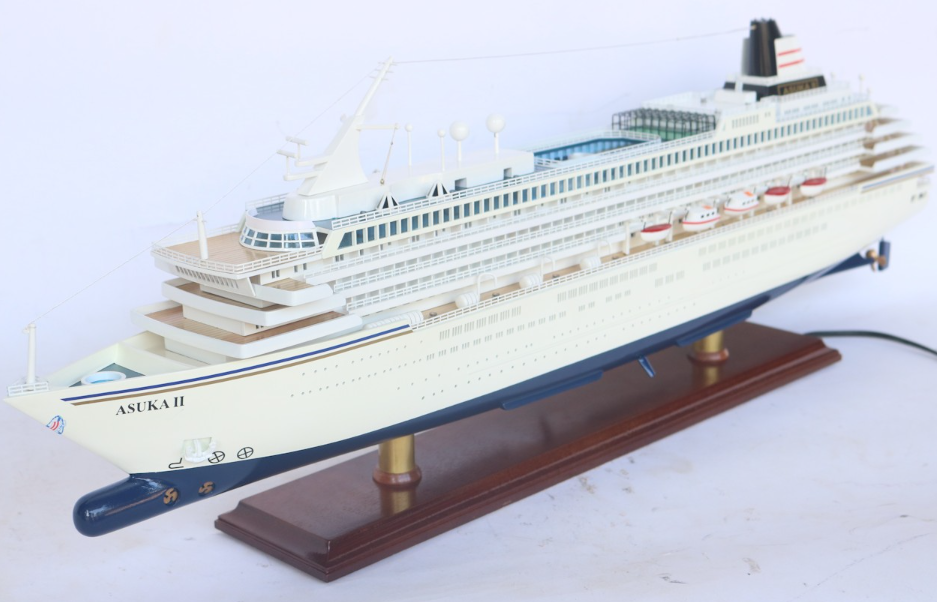 ASUKA II Wooden and Crystal Cruise Ship Model - Elegant Ocean