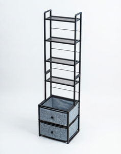 Estantería con luz LED, estantería con cajones, estantería con estructura metálica, librero alto industrial, estantería de almacenamiento para oficina en casa - Product Image 2