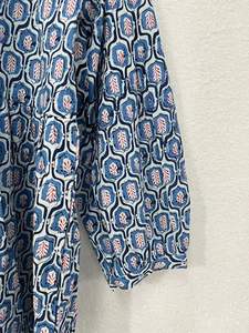 ชุดเดรสผ้าฝ้ายทอแบบลำลองสำหรับผู้หญิงชุดเดรสยาวพิมพ์ลายดอกไม้สีฟ้าทรงหลวมเอวธรรมชาติสำหรับงานปาร์ตี้ฤดูร้อน - Product Image 2