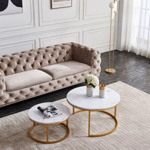 Modern Nesting <b>Sofa</b> <b>Table</b> with Round Stone Top and Iron Frame-Living Room Furniture (TT68211) - Product Image 3
