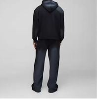 Vente en gros de vêtements de rue solides délavés à l'acide, ensemble de survêtement pour pantalon de survêtement, sweat à capuche zippé, respirant, équipement de jogging évasé 100% coton