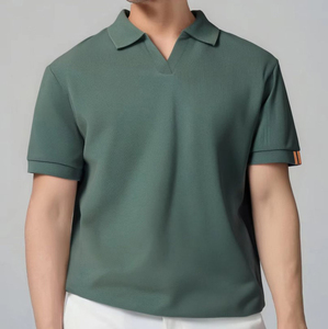 Personnalisé hommes pour Polo col ouvert couleur unie manches courtes coupe régulière basique Smart décontracté imprimé tricoté Smart décontracté - Product Image 1