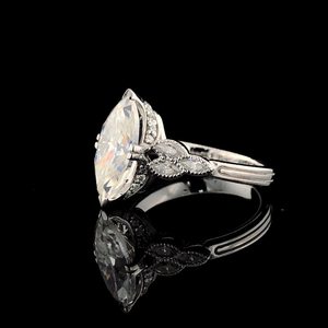 Bague de fiançailles en moissanite taille marquise de 2,50 carats, clarté VVS1, sertie pavé, plaquée or, argent sterling, cadeau pour femme - Product Image 2