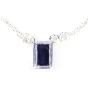 925 Silver <b>Pendant</b> Necklace for Women Blue Diamond Pearl Geometric Rhodium Plated Trendy <b>Rose</b> <b>Gold</b> for Daily Wear Engagement - Product Image 2