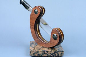 Attractive Moon Shape <b>Knife</b> Stand Brown Color Stylish Kitchenware Tabletop <b>Knives</b> Holder Durable Design Best Price in India - Product Image 3