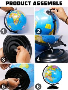 12 Inch Blue Educational <strong>World</strong> <strong>Globe</strong> <strong>with</strong> Magnifying Glass for Students and Office Use for Kids and Geography Lessons - Product Image 6