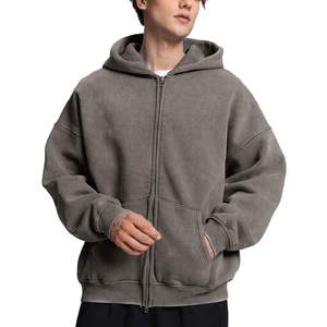 Sudadera con capucha para hombre al por mayor, estilo athleisure, con cremallera frontal, ajuste holgado, de poliéster y algodón, para entrenamiento, otoño - Product Image 4