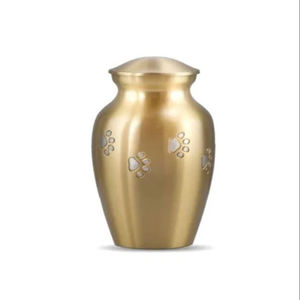 Urnas de metal vintage recién llegadas, urnas funerarias de cremación para gatos y perros con acabado dorado, diseño único, los mejores precios al por mayor, urnas de metal - Product Image 1