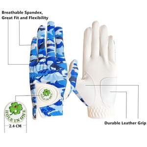 Guantes de golf de piel de oveja personalizables de alta calidad Empuñaduras de mano protegidas contra rayos UV Mezcla de colores Logo Impresión de cuero genuino para mano - Product Image 2