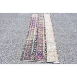 Alfombra turca Vintage clásica Beige 280X760 pies hecho a mano diseño de retazos rectángulo sala de estar alfombra lana bambú seda látex - Product Image 1