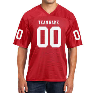 Maillot de football américain personnalisé uniforme d'équipe personnalisé grande taille à manches courtes blanc maille respirant vêtements de sport numéro de nom - Product Image 6