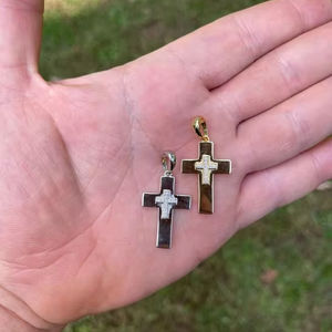 Pendentif croix en diamant Moissanite plaqué or 18 carats et argent 925 pour femmes bijoux de mode en diamant naturel véritable avec breloque croix - Product Image 1