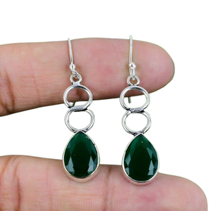 Designer cadeau de mariage meilleure qualité boucles d'oreilles bijoux en argent Sterling 925 fait à la main pierre précieuse Spinner vert Onyx boucles d'oreilles bijoux - Product Image 1