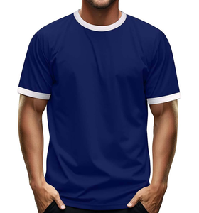 Customized Logo Crew Neck Short Sleeve <b>Ringer</b> <b>T</b> <b>Shirt</b> 100% Cotton Men's Clothing Plus Size Men's <b>Shirts</b> Custom Color OEM Service - Product Image 2