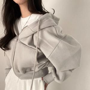 Sweat à capuche pour femme 100% coton Teinture numérique unie Polaire d'hiver Respirant Écologique Décontracté Uni Tempérament régulier Commuter - Product Image 1