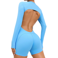 Mono deportivo casual de cintura alta para mujer, sin espalda, para gimnasio, venta al por mayor, de una pieza, transpirable para yoga