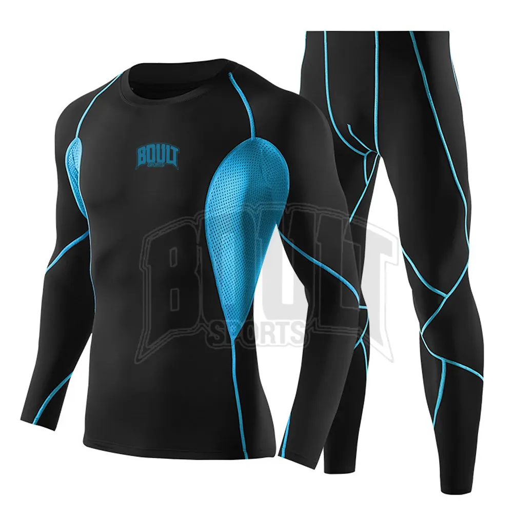 2022 Men'S Workout Set Compression Shirt And Pants Top Long Sleeve Sports Tight Jogging Suit Fitness Sweat Suit