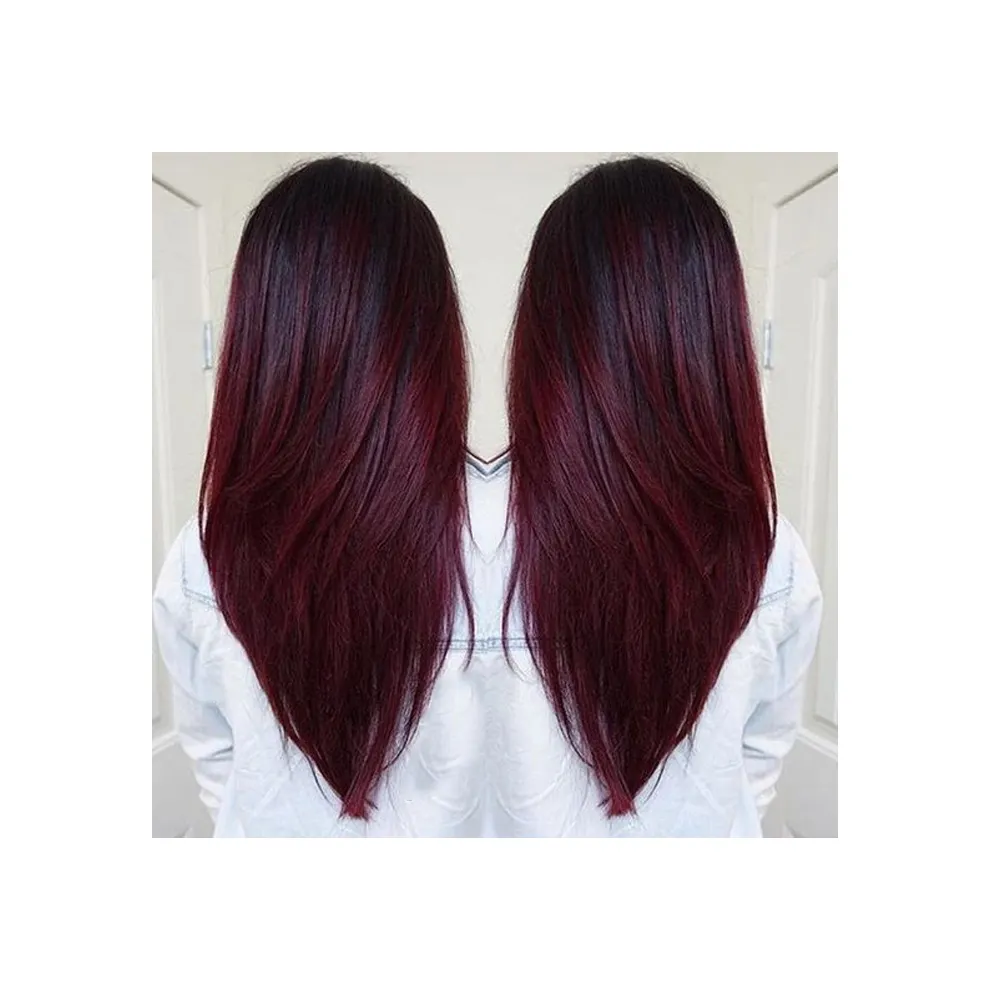Raie — cheveux naturels, couleur de cheveux rouge vin, sans peroxyde d'ampeigne, simple, raffiné à trois fois