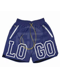 กางเกงขาสั้นผู้ชายผ้าโพลีเอสเตอร์100% ลายทางสีทึบชุดลำลองคุณภาพสูงมีกระเป๋าปิดเอวยางยืดติดโลโก้ได้ตามต้องการ - Product Image 2