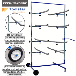 Soporte Móvil de Doble Cara para Parachoques de Alta Resistencia con Almohadillas de Espuma EPE, Ruedas Sólidas de 5 Pulgadas, Estante de Almacenamiento para Reparación de Carrocerías, Recubrimiento Metálico en Polvo - Product Image 2