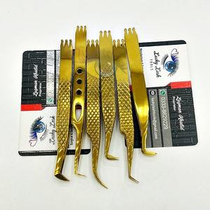 LLT-10035 en forme de couronne en acier inoxydable pince à épiler queue or Plasma Extension de cils lisse diamant poignée miroir Logo personnalisé pointu - Product Image 1