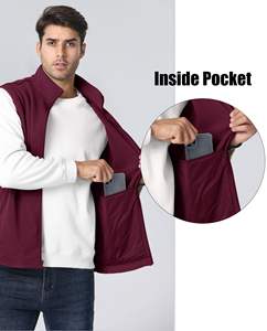 Men's Sleeveless Fleece Jackets Custom Logo Wholesale Canvas <b>Waterproof</b> Winter Warm Vest for Outdoor Hiking Golf-Dyed Processing - Product Image 4