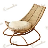 Fauteuil à bascule antique en rotin naturel pour personnes âgées, dossier confortable, massage relaxant, fauteuil en bambou et osier, cuir PU, intérieur/extérieur