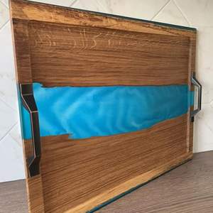 Plateau de service en bois de luxe avec incrustation de résine Plateau de service en résine élégant et durable fabriqué par fête en bois ou service de nourriture - Product Image 4