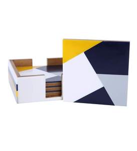 Traditional Pvt Ltd Wood Resin Inlay Coaster Set with Holder Traditional Mats & Pads Coaster Set - Product Image 2