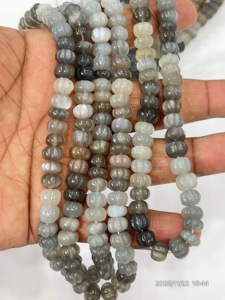 ลูกปัดมูนสโตนธรรมชาติทรงฟักทอง ขนาด 8-10 มม. ความยาว 17 นิ้ว - Product Image 6