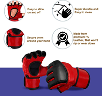 Profesyonel Yarım Parmaklı MMA Eldivenleri Mat Siyah Hafif PU Malzeme Antrenman Sparring Grappling Boks Muay Thai