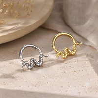 Anneau de nez articulé en titane ASTM F136 plaqué PVD 16G, motif serpent, pour usage quotidien, cadeau de fiançailles, piercing hélix