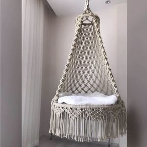 Đương Đại macrame treo ghế Vòng võng để thư giãn bên trong hoặc bên ngoài nhà vườn hoặc ban công - Product Image 1