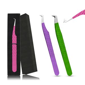 Venta al por mayor de pinzas de pestañas de Punta espolvoreada de diamante de acero inoxidable japonés pinzas de extensión de pestañas puntiagudas caja de embalaje - Product Image 2